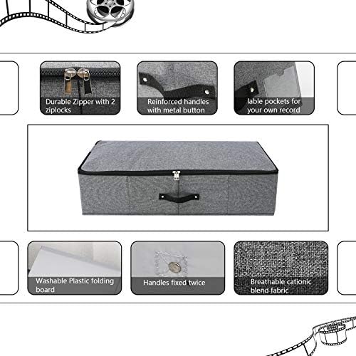 Under Bed Storage Bins with Lids, Closet Organizers, Foldable Under-bed Storage Baskets for Sheets, Clothes, Quilts, Sweaters, Wrapping Paper, 29x15x7inch, Black Gray, 2PCS - Image 3