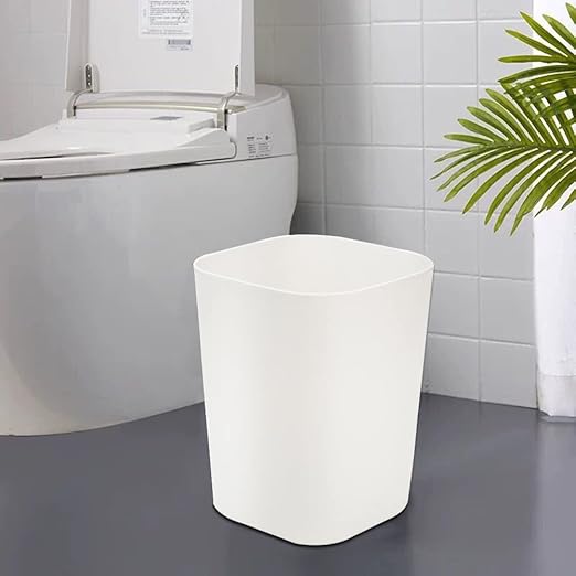 Besli 2 Gallon Small Trash Can Garbage Can Wastebasket for Bathroom Bedroom Kitchen Office (White, 2 Pack)