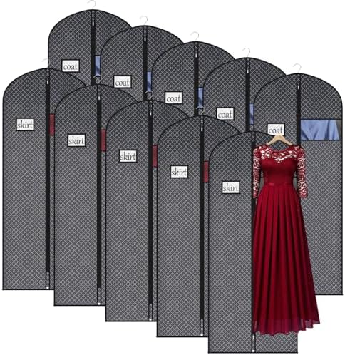 Univivi 60 Inch Lightweight Garment Bag for Hanging Clothes, 10 Pack, Black by Univivi
