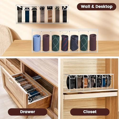 Acrylic Belt Organizer 7-Compartment Clear Case with Separated Cover - Image 6
