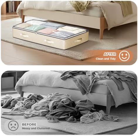 Budding Joy 95L Under Bed Storage Containers, 2 Pack Beige - Image 7
