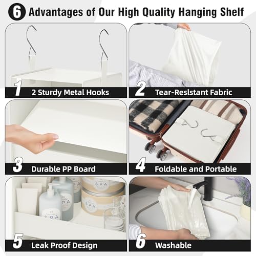 GRANNY SAYS 4-Shelf Hanging Closet Organizer, Foldable Storage, Beige - Image 5