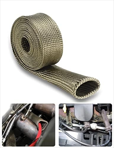 Wire Heat Shield Automotive Heat Shield Sleeve Fuel Line Heat Shield Titanium Auto Hose Spark Plug Wire Cover Protectors Boots Roll 2500 Degree for Car&Auto Wire Loom Brake Cable(3/4" I.D.X10FT) by AutomotiveHeatShield