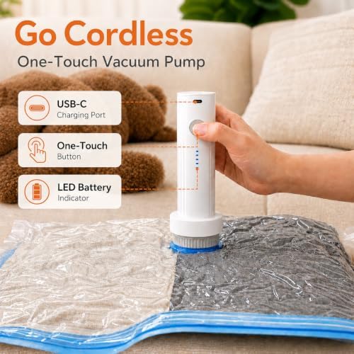 12 Pack Vacuum Bags for Travel with Rechargeable Pump, Save Luggage Space - Image 6