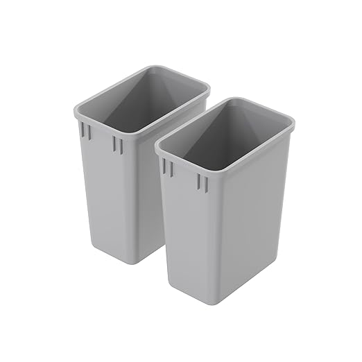 Dowell 2 Pack Wastebasket Trash Can Container, Plastic Garbage Bin, Stackable, for Kitchen, Office, Home & Commercial Use, Fits Under Sink/Desk - Grey (2, 35 QT)