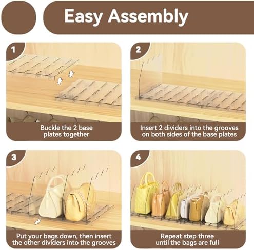 SOYO Adjustable Shelf Dividers for Closet, Purse Organizers for Bag, Clear - Image 5