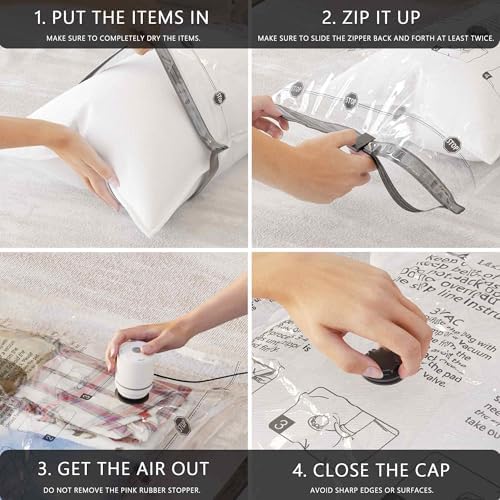 Vacuum Seal Bags for Clothing Travel and Home Storage, Travel Vacuum Bags with Electric Pump, Space Saver packing compression for Blankets Comforters Pillows Clothes, 10 Large - Image 6