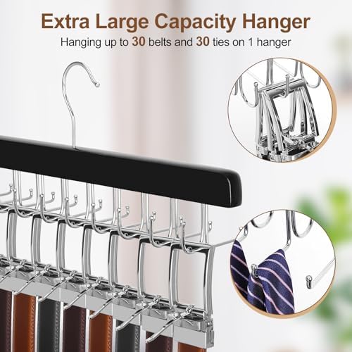 TOPIA HANGER 20 Hooks 2 in 1 Belt Tie Hanger Max 30 Belts 30 Ties Capacity - Image 4