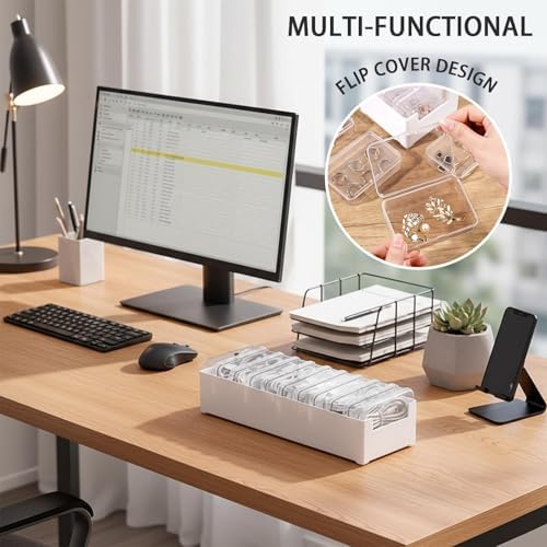11 Case Cable Storage Box with Cable Straps and Label Stickers, Cord Organizer for Charging Cables, USB Wires, Earphones – Travel Cable Holder for Desk Drawer Organization (11 Cases + 11 Cable Straps) - Image 5