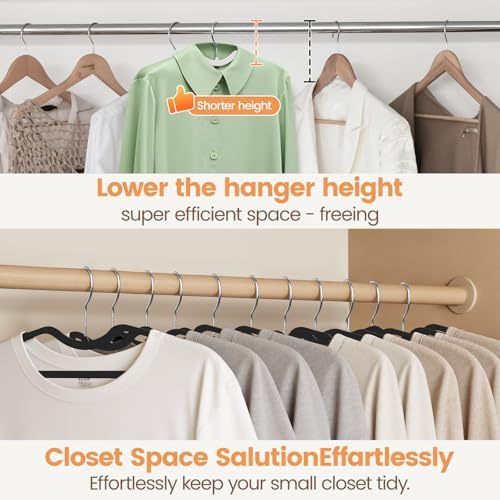 Plastic Short Neck Hangers 40 Pack Ultra-Thin Space-Saving ABS 360° Swivel Hook Ideal for Closet Organization Fits Coats Shirts Dresses & More (40, White) - Image 4