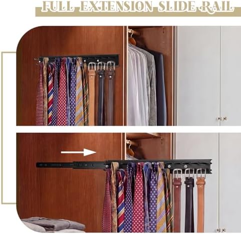 Blulu 2 Pcs 13.8'' Sliding Tie Rack Hangers for Closet, 25 Tie Each, Black - Image 4