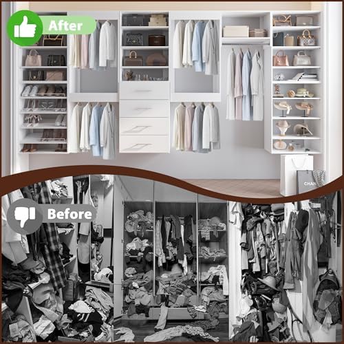 19.5" Wide Shoe Shelf Tower Modular Closet System, Shoe Storage Closet Tower with Shelves, White - Image 3