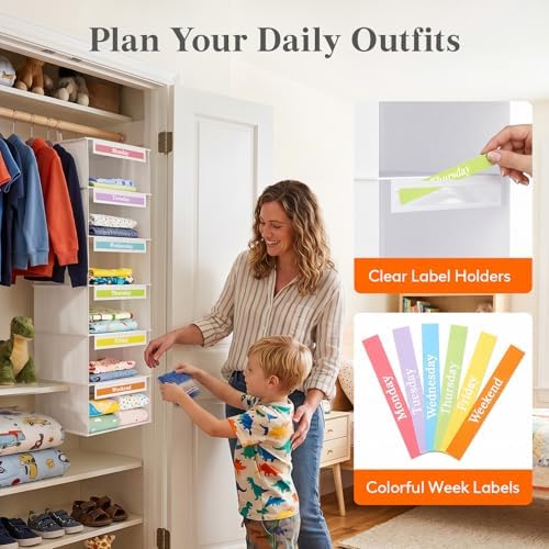Lifewit 6 Shelf Weekly Hanging Clothes Storage Organizer for Kids, White - Image 5