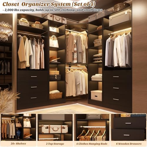 Besiost Corner Closet System with 6 Drawers, Corner Closet Organizer System - Image 4