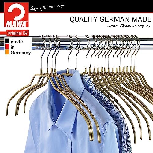 Mawa by Reston Lloyd Silhouette Ultra-Thin Series, Non-Slip Space Saving Shirt Hanger, Style 42/FT, Gold, Pack of 180 - Image 2