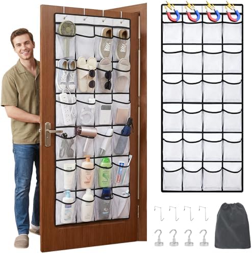 Magnetic Cruise Organizer, Over The Door Organizer for Cruise Ships with 24 Large Clear Pockets, Magnetic Shoe Rack for Door, Hanging Door Organizers for Cabin Cruise Essentials 2026（ 56.7" x 21.2"） by Cruise%EF%BC%86GolfEssentials