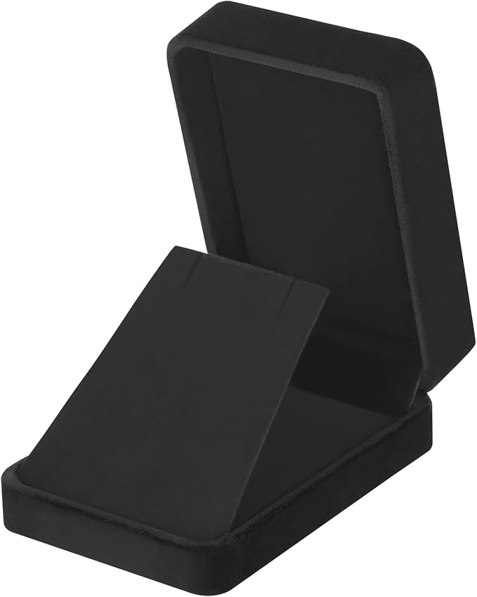 LETURE 2 Pieces Velvet Jewelry Gift Boxes for Necklace Pendant Earring Bracelet, Small Jewelry Storage Display Case for Christmas Wedding Engagement Birthday Anniversary (Black)