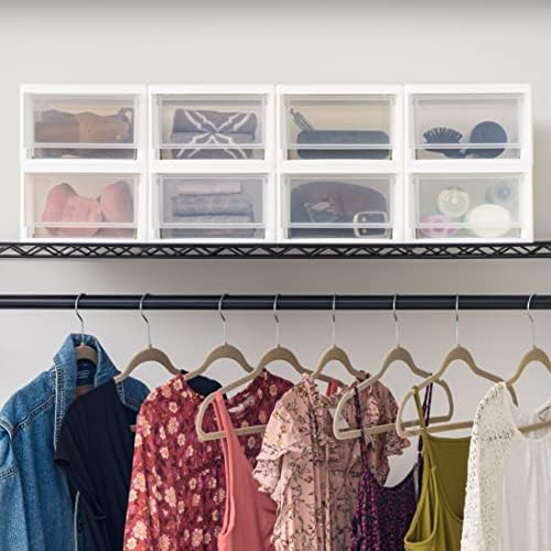 IRIS USA 8-Pack, 6 Qt. Small Stacking Drawer Storage Organizer, White - Image 2