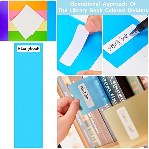 Epakh 24 Packs Colored Dividers for Book Shelves with Label Stickers, Flexible Bookshelf Markers for Organizing Home Library, 3 x 12 Inch - Image 4
