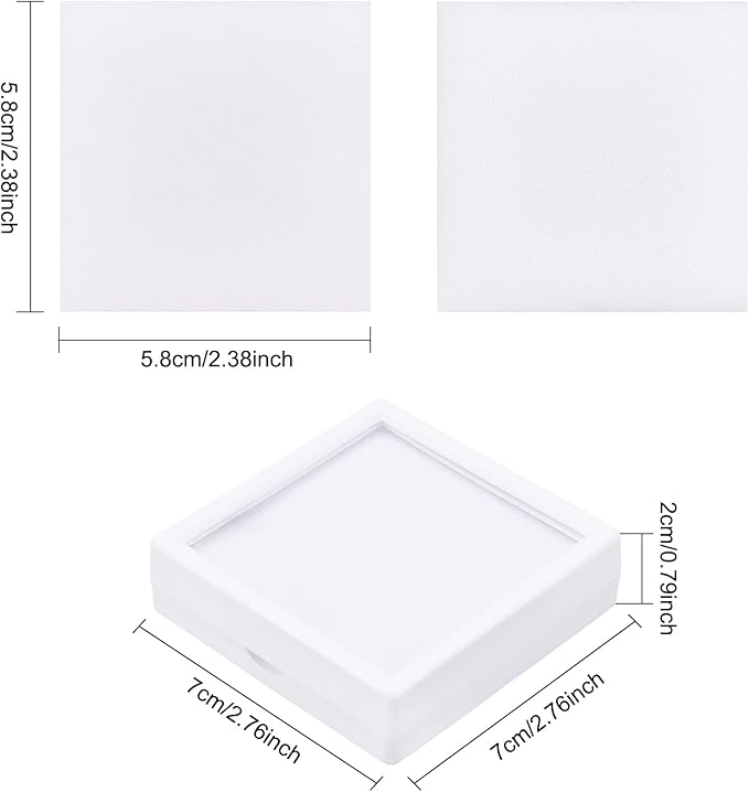 BENECREAT 6Pcs White Gemstone Display Box with Sponge Cushion Gift Boxes Clear Window Box for Jewelry, Diamond Gift Packing（2.8"x2.8"x0.8"）
