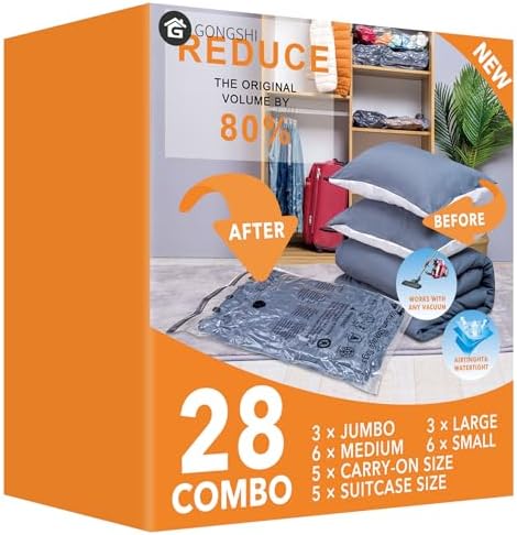 GONGSHI Vacuum Storage Bags for Clothing, 28-Piece Set by GONGSHI