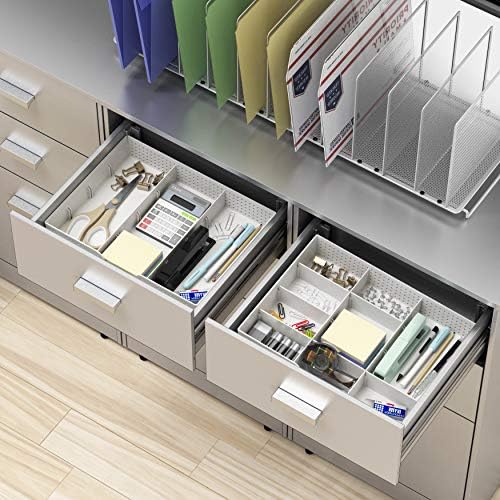 Simple Houseware Drawer Organizer Tray, 9 Adjustable Compartments, White - Image 2