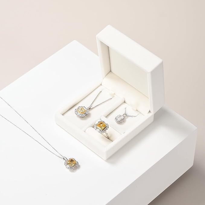 3-in-1 Velvet Jewelry Set Gift Box: Earring, Ring, Necklace Boxes - Small Jewelry Storage for Travel, Birthday, Mother's Day, Valentine's Day Gifts (White)