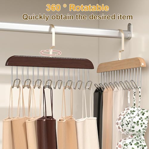 Belt Hangers for Men - 2 Pack Belt Organizer for Closet with 16 Metal Hooks Bra Organizer for Closet - Non-Slip Belt Holder for Closet Space Saving Belt Holder Belt Rack for Closet Brown - Image 2