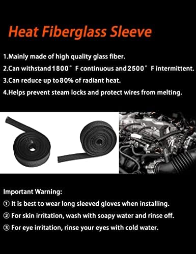 Wire Heat Shield Automotive Heat Shield Sleeve Fuel Line Heat Shield Auto Hose Spark Plug Wire Cover Protectors Boots Roll 2500 Degree for Car&Auto Wire Loom Brake Cable (Black1/2"I.D.X10FT) - Image 3
