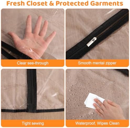 6 Pack Clear Garment Bags 24 x 40 In, Peva Covers For Suits & Coats - Image 5