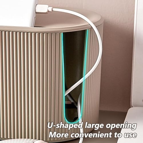 Cable Management Box,Desk Cord Organizer with Groove Cover,Plastic Cord Hider Box,Large Cable Box Organizer,Power Socket Management for TV/Computer/Router/Games Console Cable Storage (Milk Tea) - Image 6