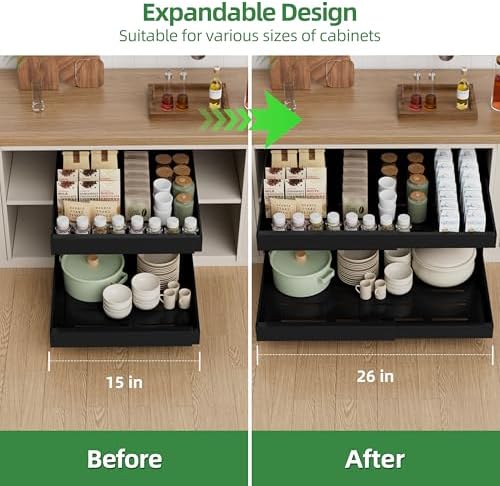 PAKETA 4 Pack Expandable Pull Out Cabinet Organizer,21" Deep - Image 4
