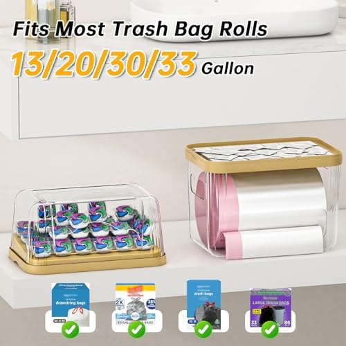 2-in-1 Trash Bag Dispenser & Laundry/Dishwasher Pods Container, Clear Acrylic Garbage Bag Holder with Removable Lids, Under Sink Organizer Kitchen Pantry Storage Box - Image 6