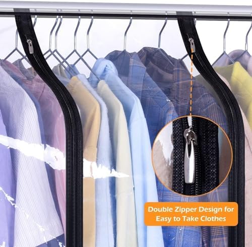 MISSLO 40" Hanging Garment Bags for Closet Storage Clear Garment Rack Cover Bottom Enclosed Cloth Cover Hanging Clothes Storage Bag Waterproof Clothes Protector for Suits, Coats, Sweaters, Shirts - Image 5