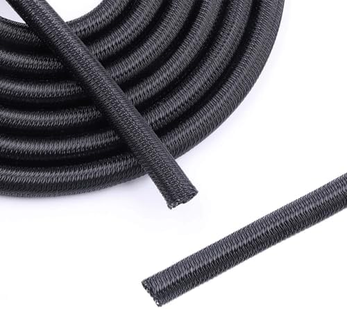 3/8" - 10Ft Split Braided Cable Sleeve, Wire Loom Tubing, Black by Unknown