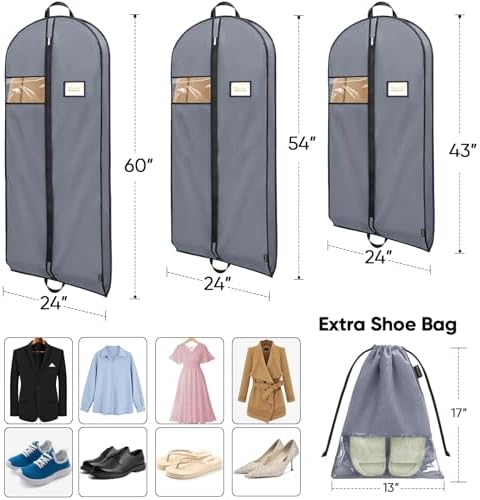 BALEINE 1PK Garment Bags for Hanging Clothes, 43" Suit Bag for Travel - Image 2