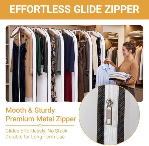 1 Pack 60" Clear Double-Sided Garment Bag with Zipper 24x60x4 Inch - Image 2