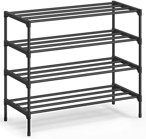 SONGMICS Shoe Rack, 4-Tier Stackable Metal Shoe Organizer, 24.5" Wide by SONGMICSbySONGMICSHOME