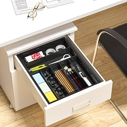 Utensil Organizer Silverware Drawer Organizer - 7 Slots Bamboo Silverware Tray For Kitchen Cutlery Office Supplies Makeup Desk Storage Garage Tool Organization W13”x L17” (Black) - Image 6