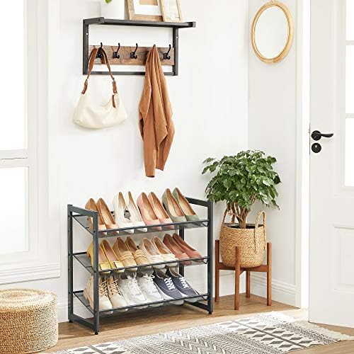 SONGMICS Metal Shoe Rack, 3-Tier Shoe Orgainzer, Holds 9-12 Pairs - Image 2