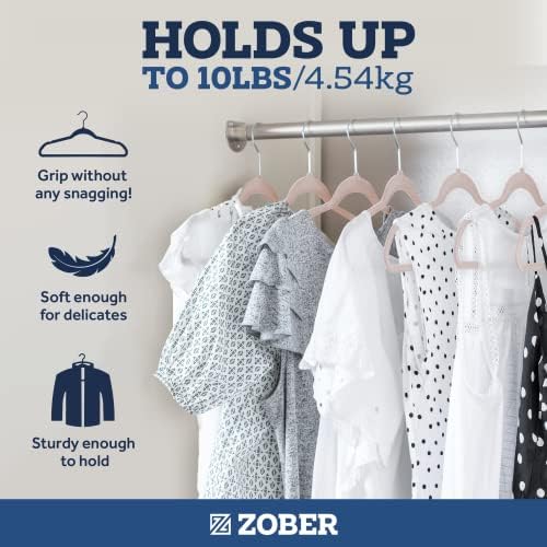 Zober Blush Velvet Hangers 50 Pack, Slim Non Slip Clothes Hangers - Image 4