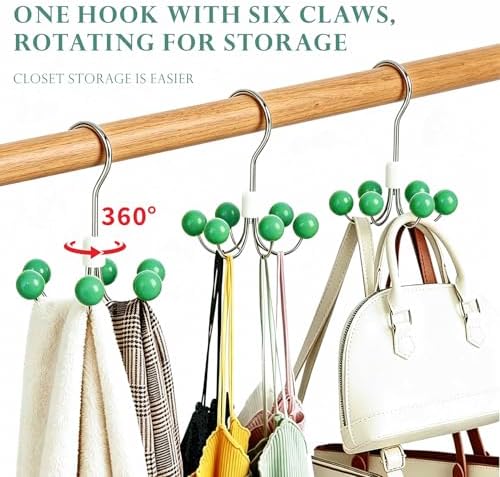 1 Pack 360° Swivel Hoodie Hangers with 6 Cedar Balls,Closet Organizer-Green - Image 4