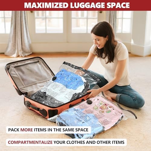 Vacuum Seal Bags for Clothing Travel and Home Storage, Travel Vacuum Bags with Electric Pump, Space Saver Compression Packing Cubes for Luggage Suitcase Bedding Blankets Clothes, 10 Small - Image 5