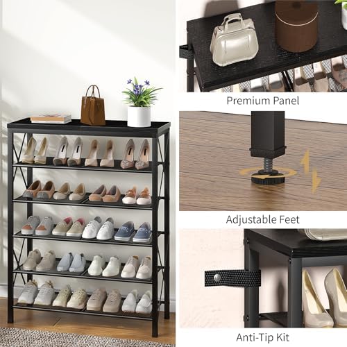 Shoe Rack for Entryway, 6 Tier Shoe Organizer with Mesh Shelves, Metal Shoe Storage for Closet Garage, Black - Image 7
