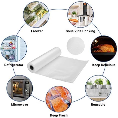 INKBIRD 4 Rolls Vacuum Sealer Bags, 11" x 25' 2 Rolls & 8" x 25' 2 Rolls Vacuum Sealer Rolls for Food Saver, Sous Vide Bags Food Storage Freezer Sealer Bag for Cooking with BPA Free - Image 2
