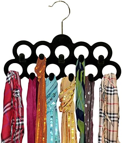 Velvet Scarf Storage Organizer for Closet (Pack of 3), Black | by Home Basics | Scarf Holder for Scarves and Ties | Slim Scarf Hangar Useful for Belts and Jewelry - Image 2