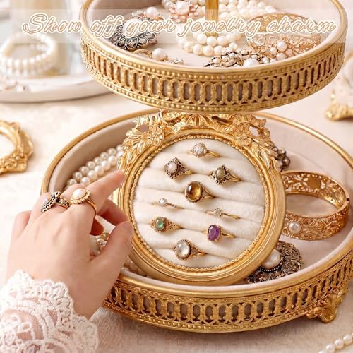 Liliaafar Vintage Ring Holder Mini Bow Gold Ring Wedding Display - Image 6