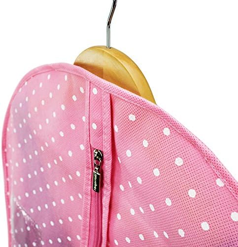 HANGERWORLD Single Pink Polka Dot Breathable Garment Coat Cover Bag-for All Clothes & Dresses-45" (114cm) - Image 3