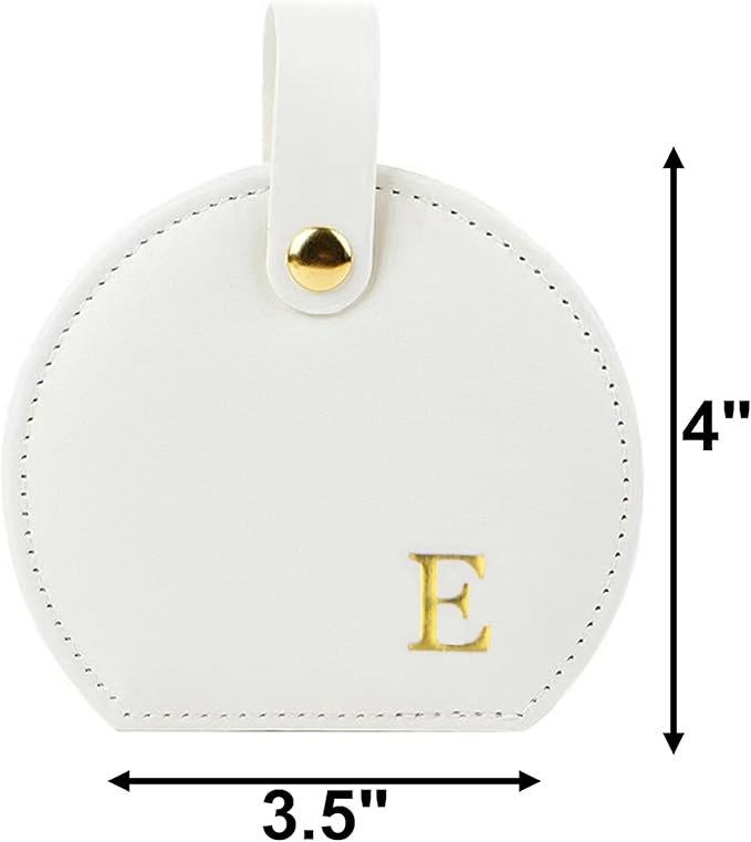 Travel Jewelry Case,Personalized Jewelry Box,Elegant Half-Moon Design with Personalized Golden Initial Case,Personalized Gifts for Women,Jewelry organizer;Personalized Gifts for Women or Friends(E)