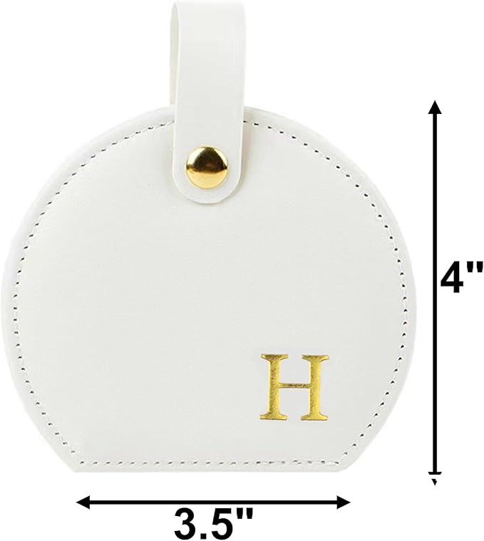 Travel Jewelry Case,Personalized Jewelry Box,Elegant Half-Moon Design with Personalized Golden Initial Case,Personalized Gifts for Women,Jewelry organizer;Personalized Gifts for Women or Friends(H)